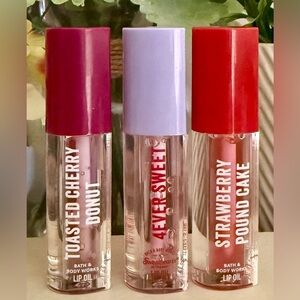 🆕💋 BATH & BODY WORKS LIMITED EDITION LIP OIL 3-PIECE SET. NEW FACTORY SEALED.